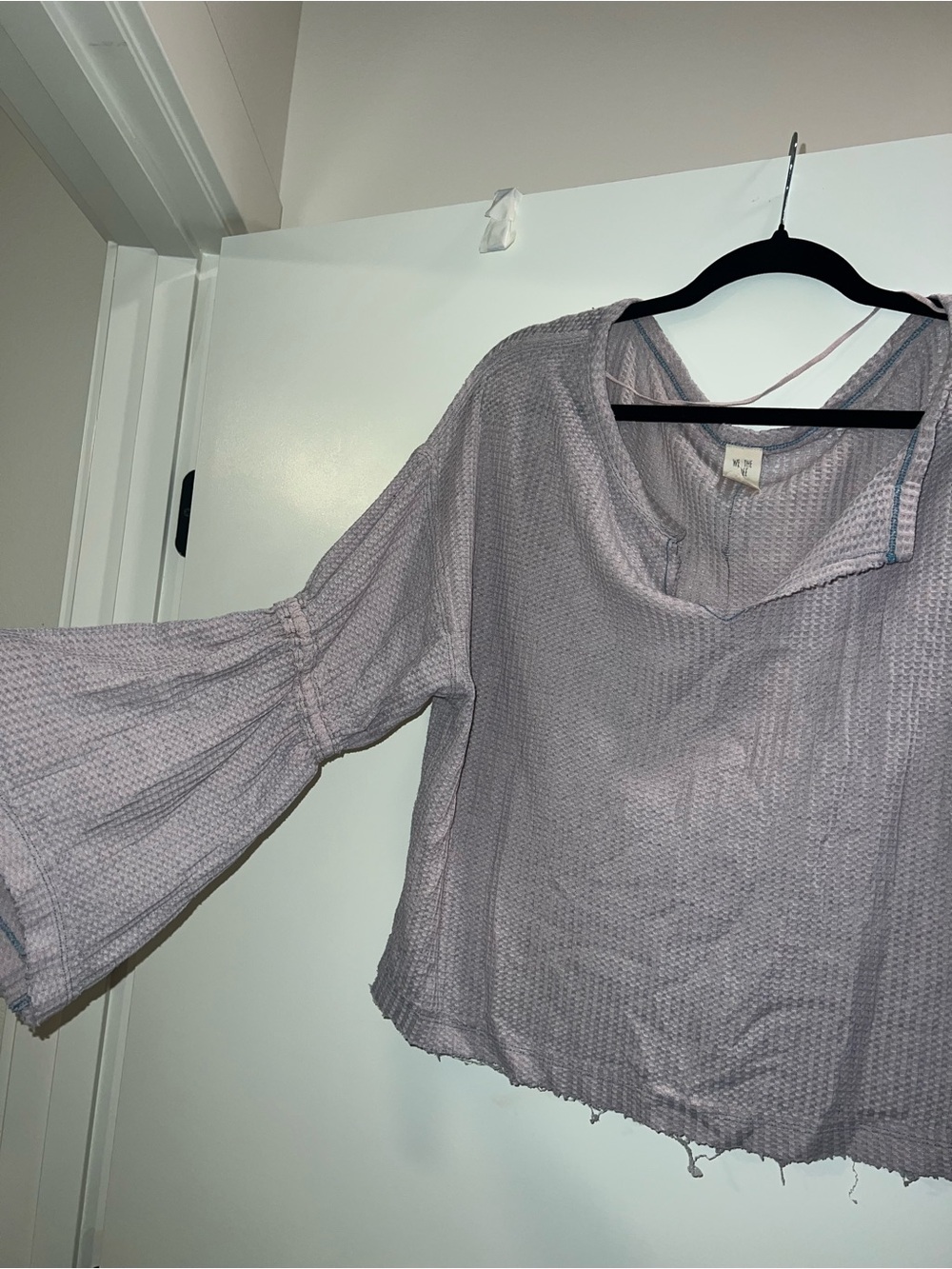 FREE PEOPLE | Washed Lavender Bell-Sleeve Waffle Top Fairy/Renfair Top